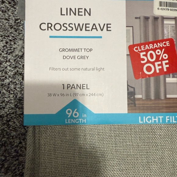 At Home Other - Linen Crossweave Grommet Top Curtain Panel in Gray